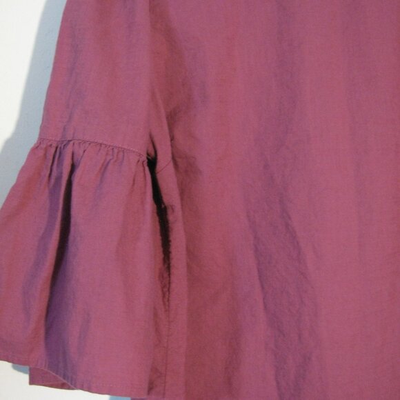 ** 2/$15 Time And Tru Purple Blouse Medium 8 10 Excellent Bell Sleeve - Picture 4 of 4